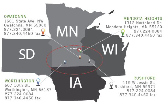 Map showing locations